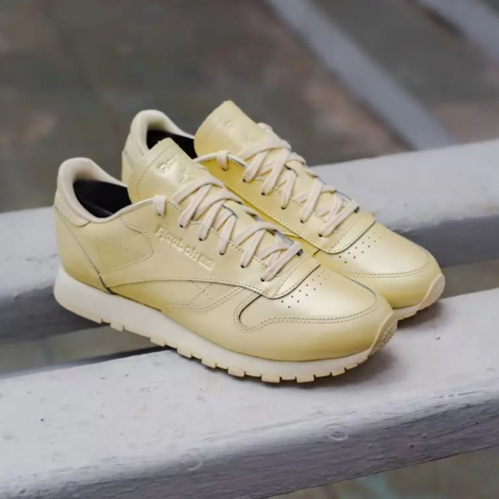 Reebok Women's Classic Yellow Pearl Leather Sneakers - Sporty Elegance